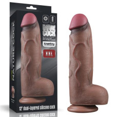 Фалоімітатор LoveToy DualLoveToyLayered Silicone Cock XXL 12 Brown