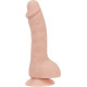 Изогнутый фаллоимитатор на присоске ADDICTION - BRAD 7,5″ Dildo With Balls, Beige