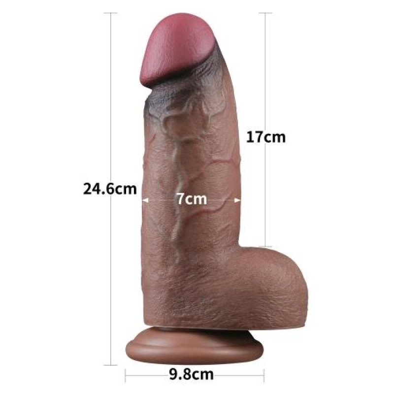 Фалоімітатор LoveToy DualLoveToyLayered Silicone Cock XXL 9.5 Brown