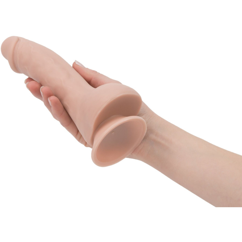 Изогнутый фаллоимитатор на присоске ADDICTION - BRAD 7,5″ Dildo With Balls, Beige