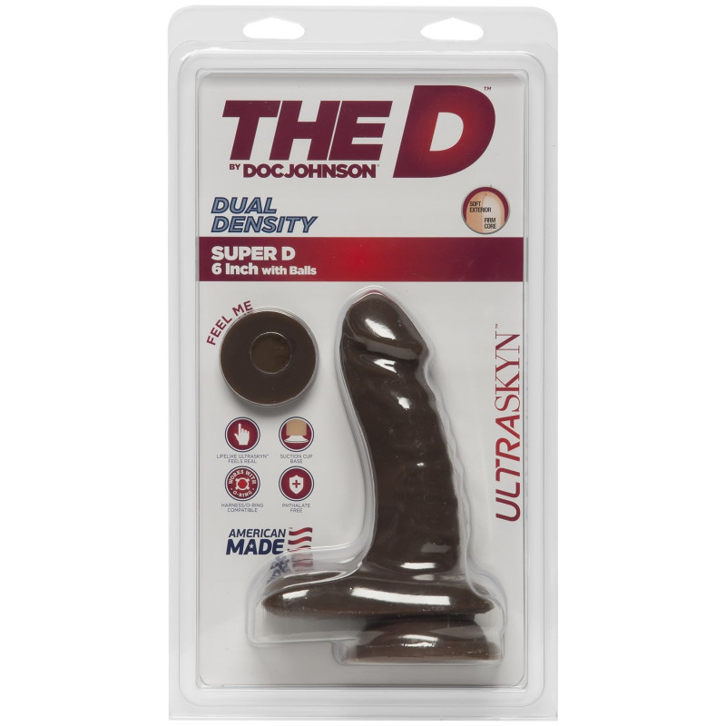 Фаллоимитатор Doc Johnson The D Super D 6 Inch With Balls ULTRASKYN Коричневый