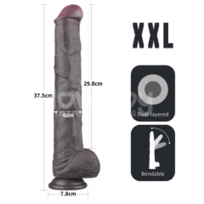 Фалоімітатор LoveToy Dual Layered Bendable Silicone Cock XXL 14.5 Black