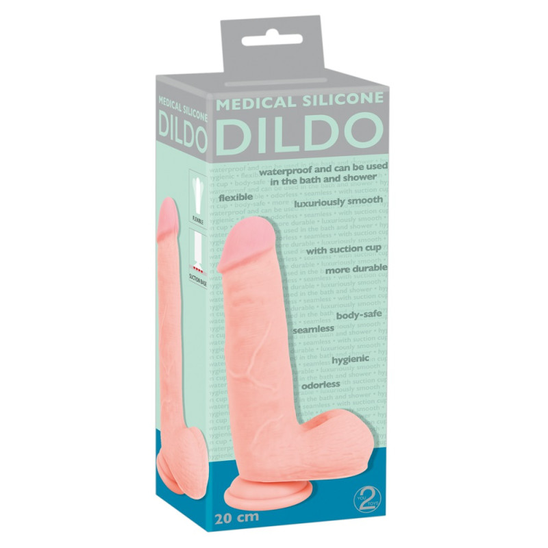 Фаллоимитатор You2Toys с мошонкой Medical Silicone Dildo Телесный 20 см 526681