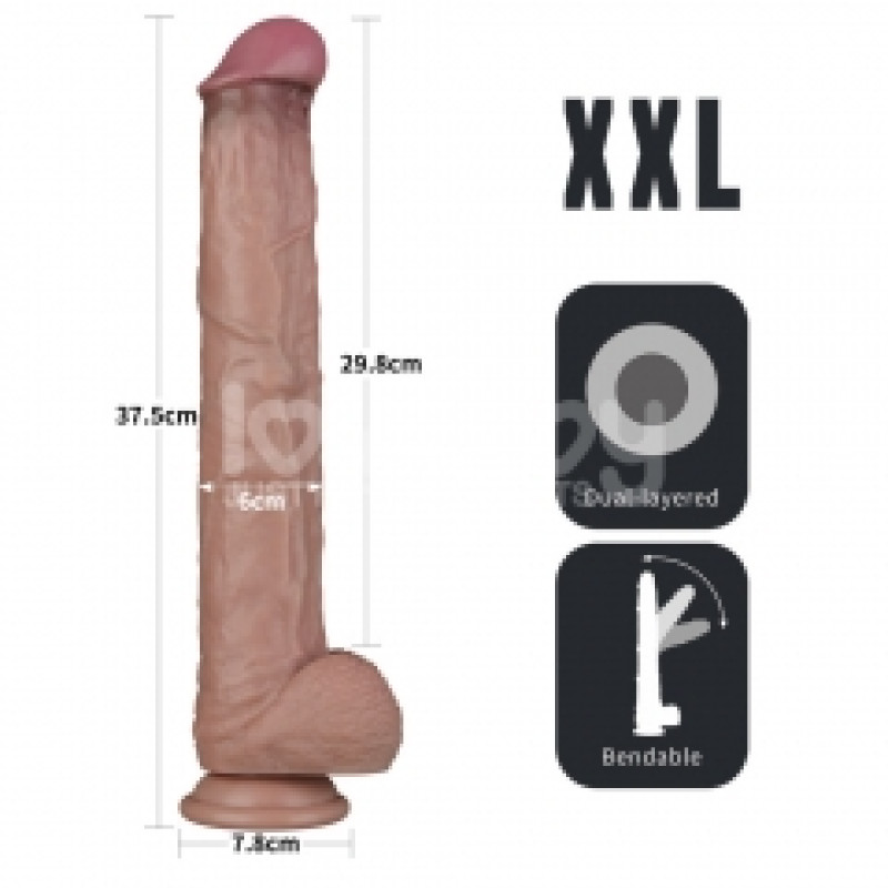 Фалоімітатор LoveToy Dual Layered Bendable Silicone Cock XXL 14.5 Flesh