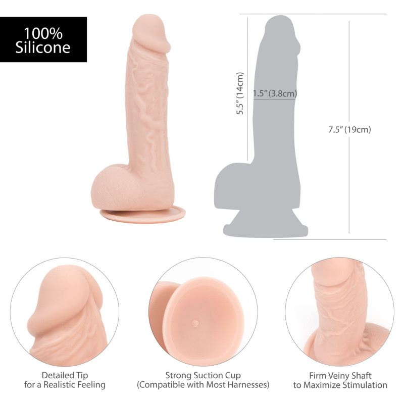 Реалістичний фалоімітатор на присосці ADDICTION — Mark 7,5″ Dildo With Balls, Beige
