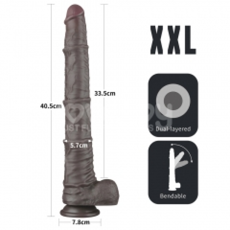 Фалоімітатор LoveToy Dual Layered Bendable Silicone Cock XXL 16 Black