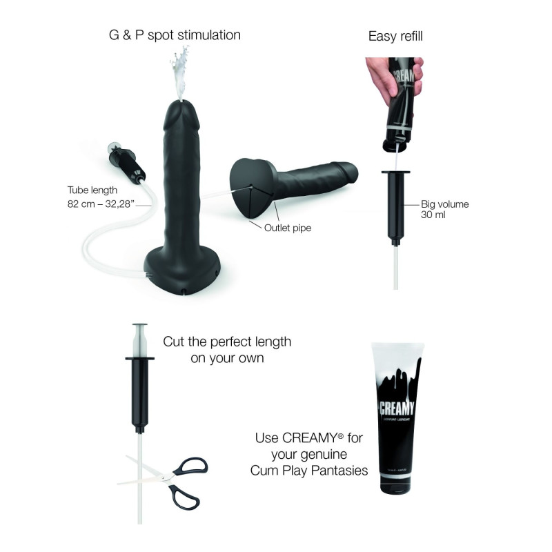 Фаллоимитатор, заканчивающий Strap-On-Me Squirting Cum Dildo Realistic Black, диам. 3,5 см, силикон