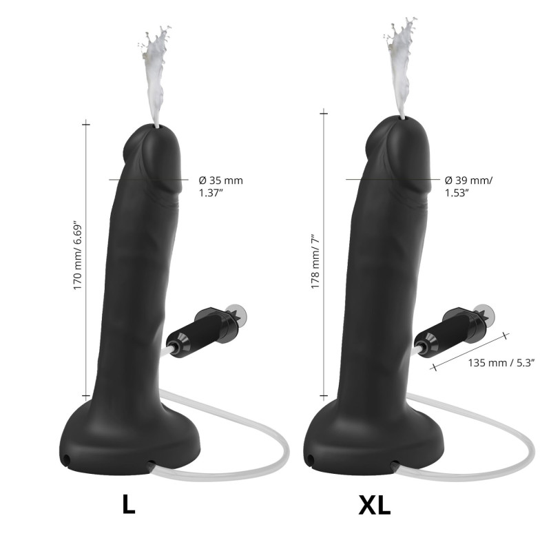 Фаллоимитатор, заканчивающий Strap-On-Me Squirting Cum Dildo Realistic Black, диам. 3,9 см, силикон