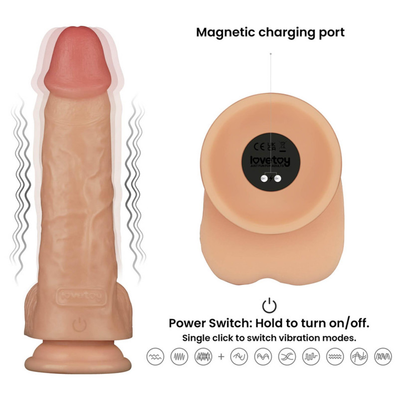 Реалистичный вибратор LoveToy Vibrating Power Basics Cock 9