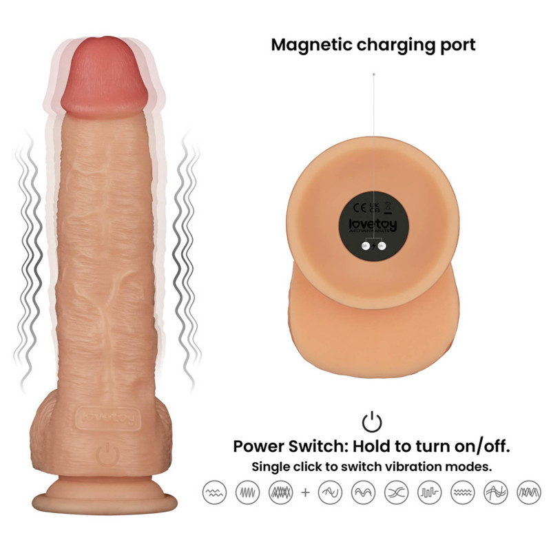 Реалістичний вібратор LoveToy Vibrating Power Basics Cock 9.5