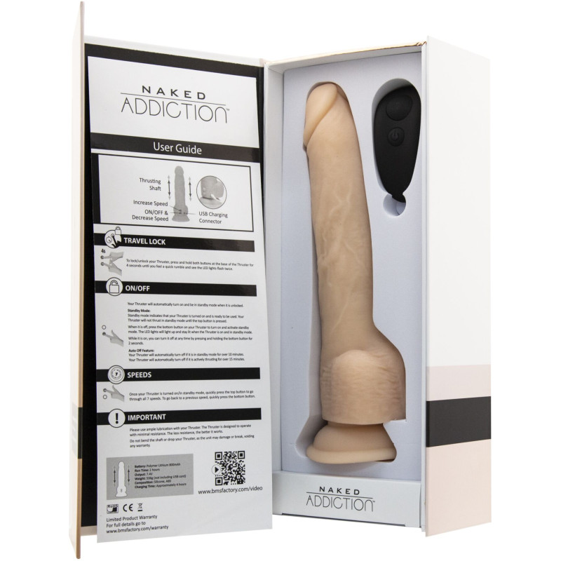 Фалоімітатор з пульсацією Naked ADDICTION Dominic 9 Vanilla, пульт ДК, діаметр 4,2 см