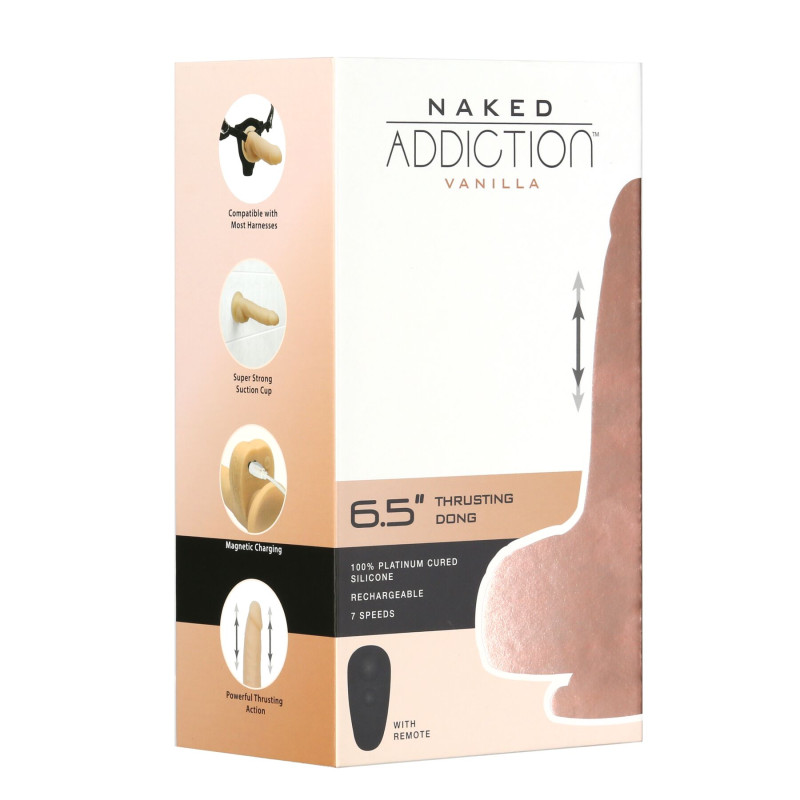 Фалоімітатор-пульсатор Naked Addiction 6.5 Thrusting Dong With Remote, рухи вперед-назад, пульт ДК