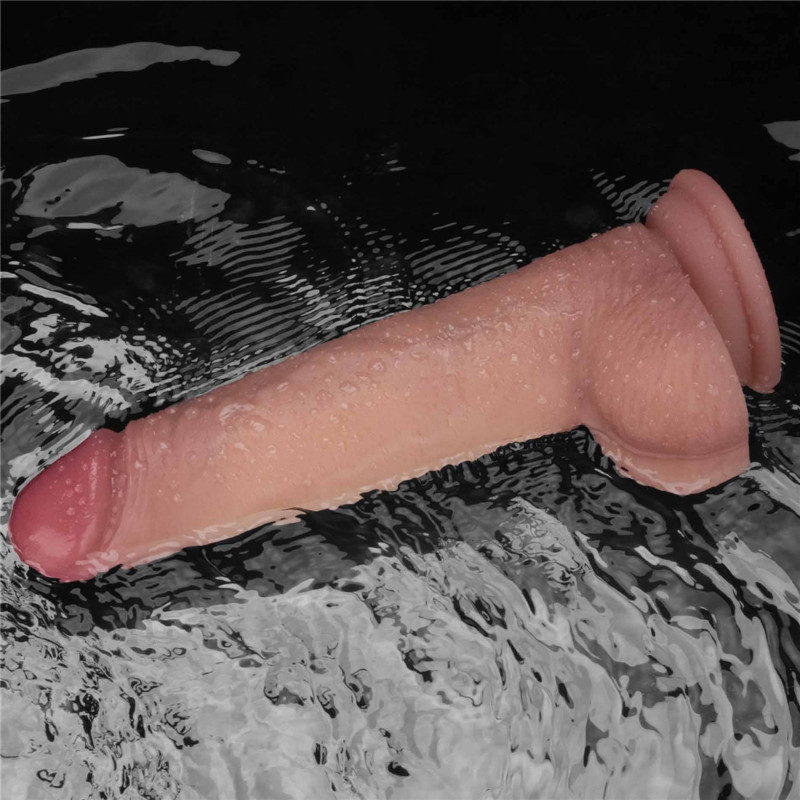 Реалистичный вибратор LoveToy Vibrating Sliding Skin Pro II Dual Layer Silicone Dong 8.5 Flesh