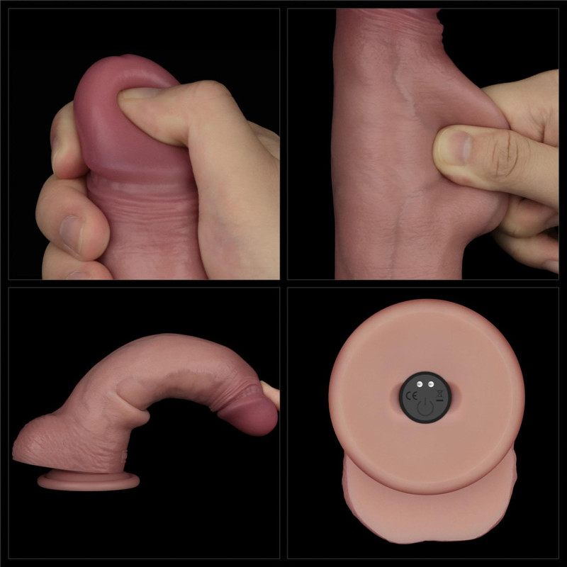 Реалистичный вибратор LoveToy Vibrating Sliding Skin Pro II Dual Layer Silicone Dong 8.5 Flesh