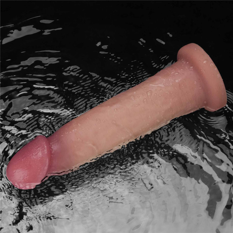 Реалістичний вібратор LoveToy Vibrating Sliding Skin Pro II Dual Layer Silicone Dong 9 Flesh