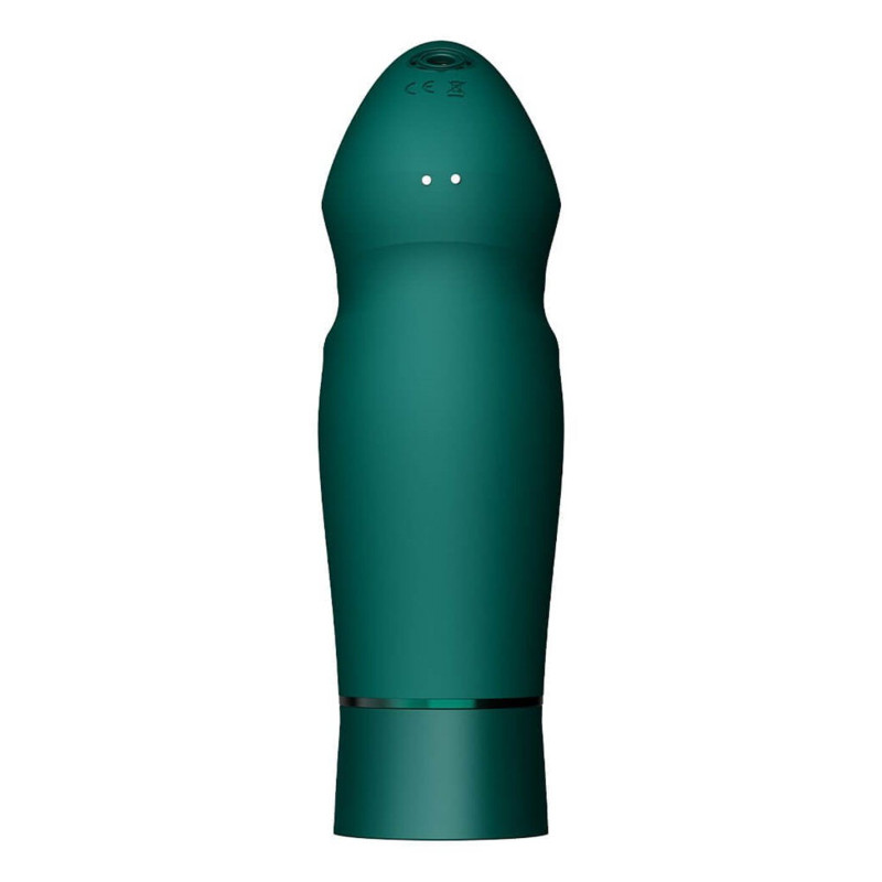 Компактна смарт секс-машина Zalo – Sesh Turquoise Green, 2 насадки, пульт ДК, кристал Swarovski