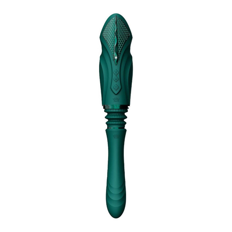 Компактна смарт секс-машина Zalo – Sesh Turquoise Green, 2 насадки, пульт ДК, кристал Swarovski
