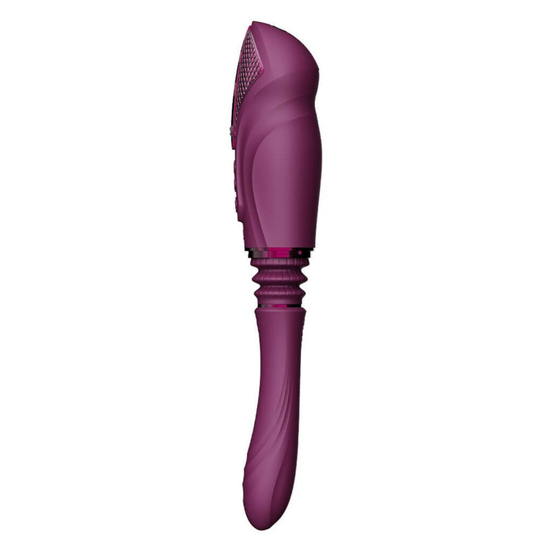 Компактна смарт секс-машина Zalo – Sesh Velvet Purple, 2 насадки, пульт ДК, кристал Swarovski