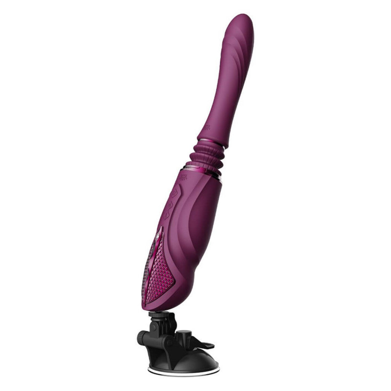 Компактна смарт секс-машина Zalo – Sesh Velvet Purple, 2 насадки, пульт ДК, кристал Swarovski