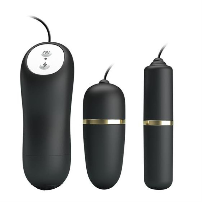 Віброяйце з вібропулею Pretty Love Electric Stimulation Double Vibro-Bullets Black