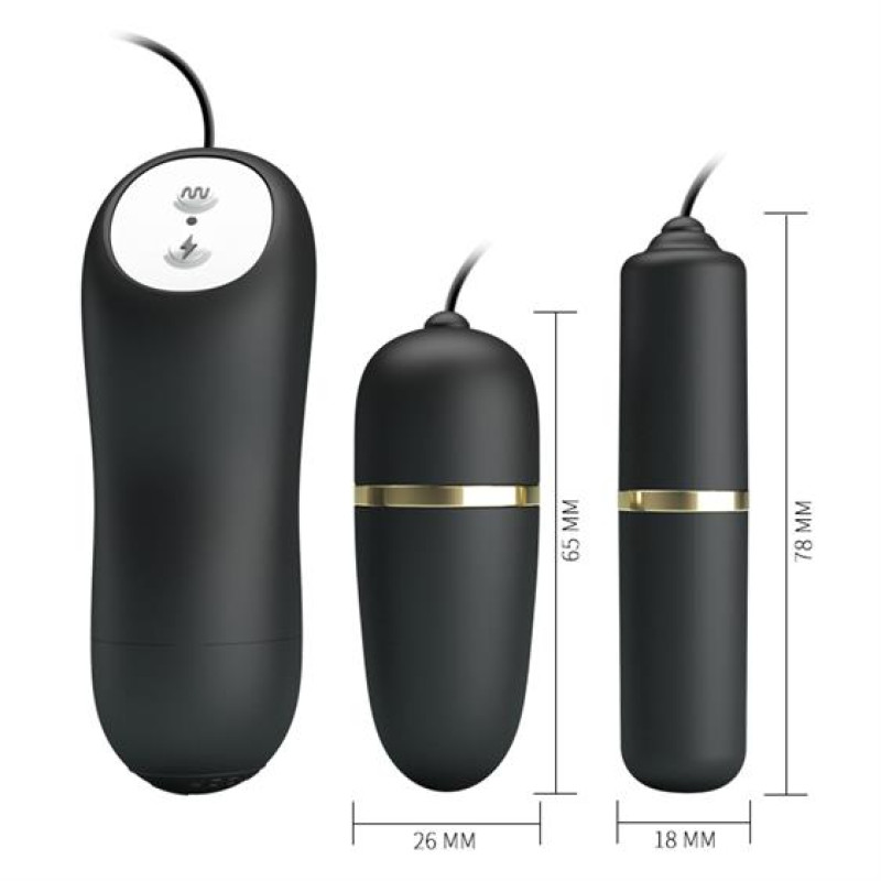 Віброяйце з вібропулею Pretty Love Electric Stimulation Double Vibro-Bullets Black