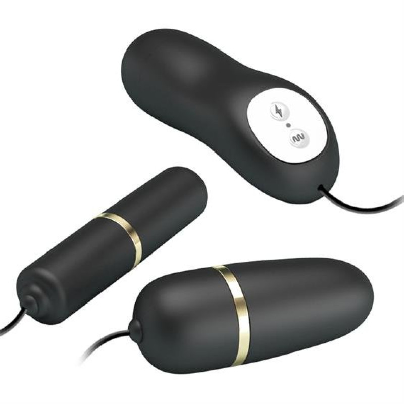 Віброяйце з вібропулею Pretty Love Electric Stimulation Double Vibro-Bullets Black