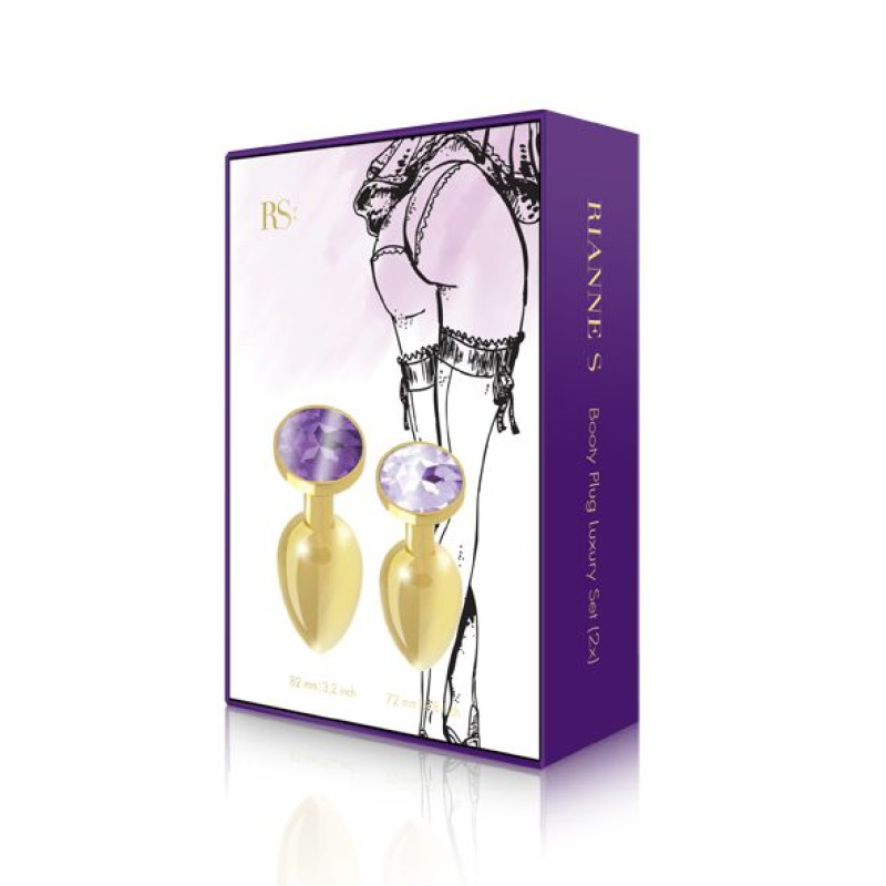 Набір металевих анальних пробок із кристалом RIANNE S - Booty Plug Luxury Set, діаметр 3 та 3,5см