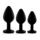 Набор анальных пробок с кристаллом Rianne S: Booty Plug Set Черные, диаметр 2,7см, 3,5см, 4,1см