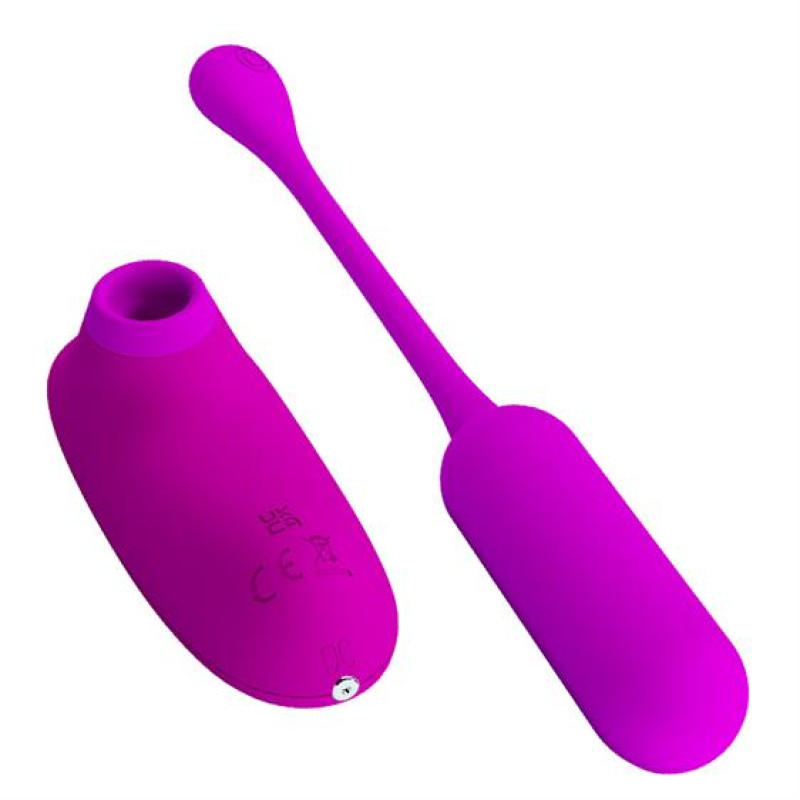 Віброяйце з кліторальним стимулятором Pretty Love Curupira Multifunctional 2 in 1 Purple