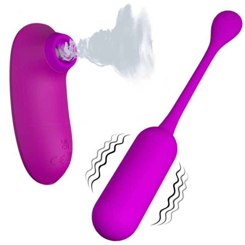 Віброяйце з кліторальним стимулятором Pretty Love Curupira Multifunctional 2 in 1 Purple