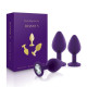 Набор анальных пробок с кристаллом Rianne S: Booty Plug Set Фиолетовый, диаметр 2,7см, 3,5см, 4,1см