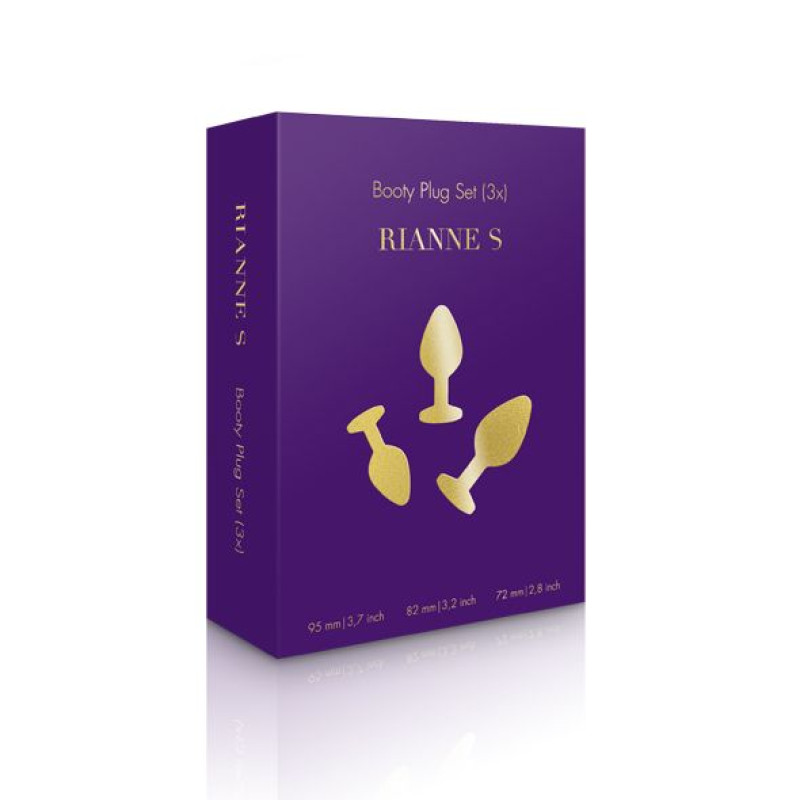 Набор анальных пробок с кристаллом Rianne S: Booty Plug Set Фиолетовый, диаметр 2,7см, 3,5см, 4,1см