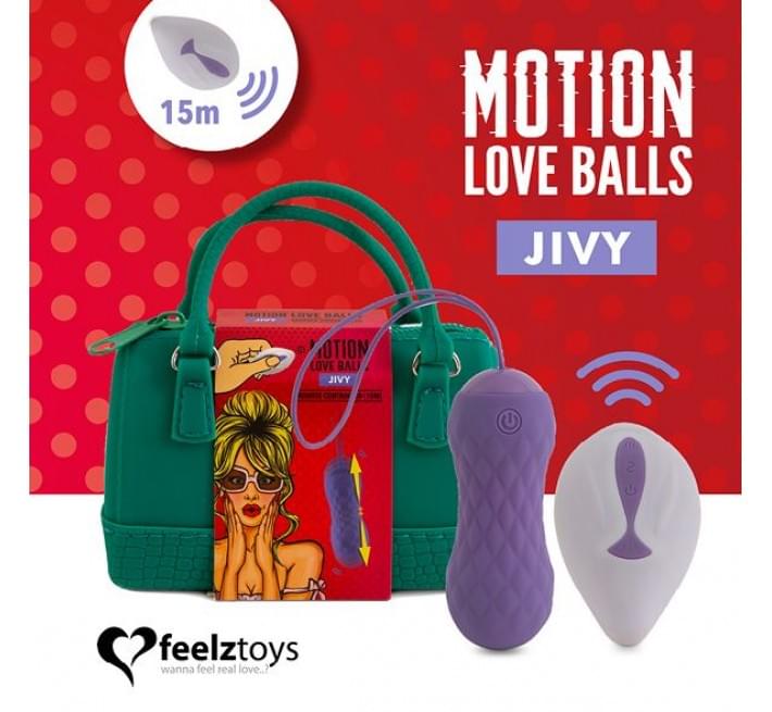 Вагінальні кульки з масажем та вібрацією FeelzToys Motion Love Balls Jivy з пультом ДК, 7 режимів