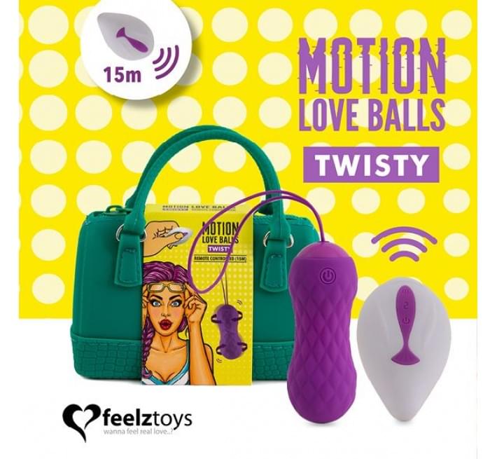 Вагінальні кульки з масажем та вібрацією FeelzToys Motion Love Balls Twisty з пультом ДК, 7 режимів