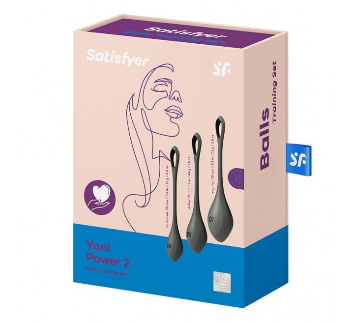 Набір йоні намистин Satisfyer Yoni Power 2, діаметр 2-2,5-3 см, вага 22-44-73 гр Чорний