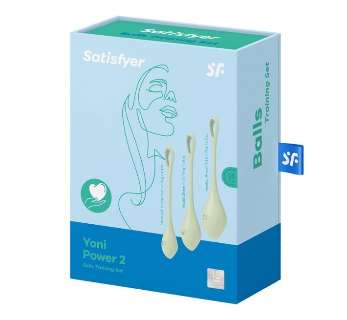 Набір йоні намистин Satisfyer Yoni Power 2, діаметр 2-2,5-3 см, вага 22-44-73 гр Зелений