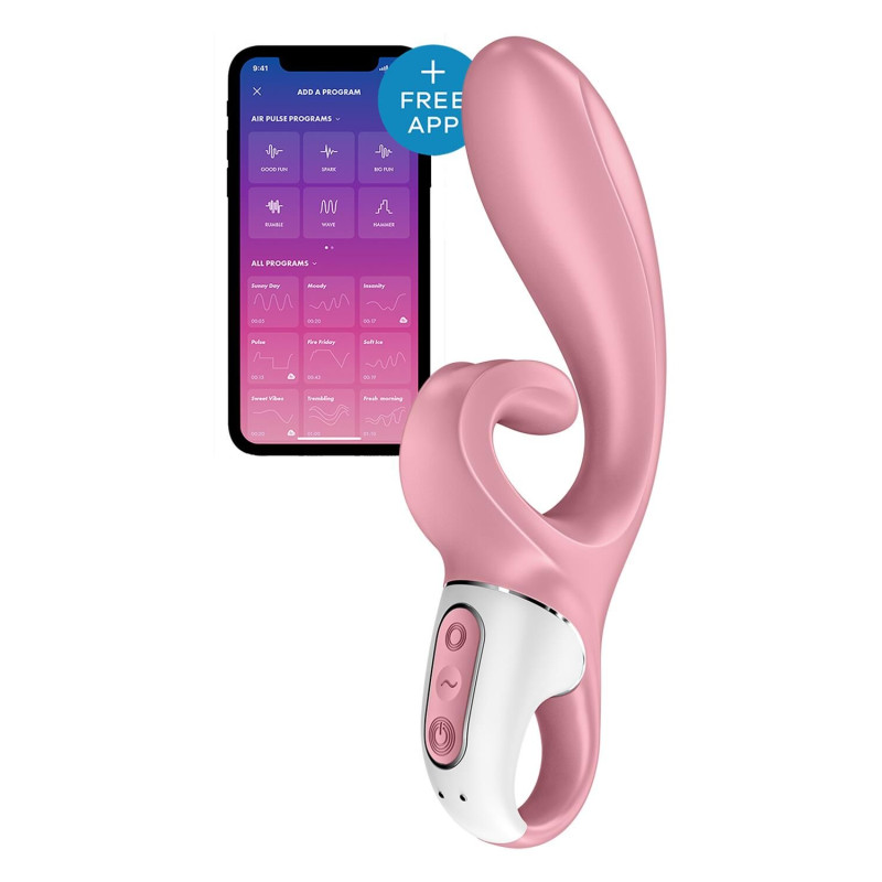 Смарт вібратор-кролик Satisfyer Hug Me Pink, 2 мотори, діаметр 4,2см, широка кліторальна частина