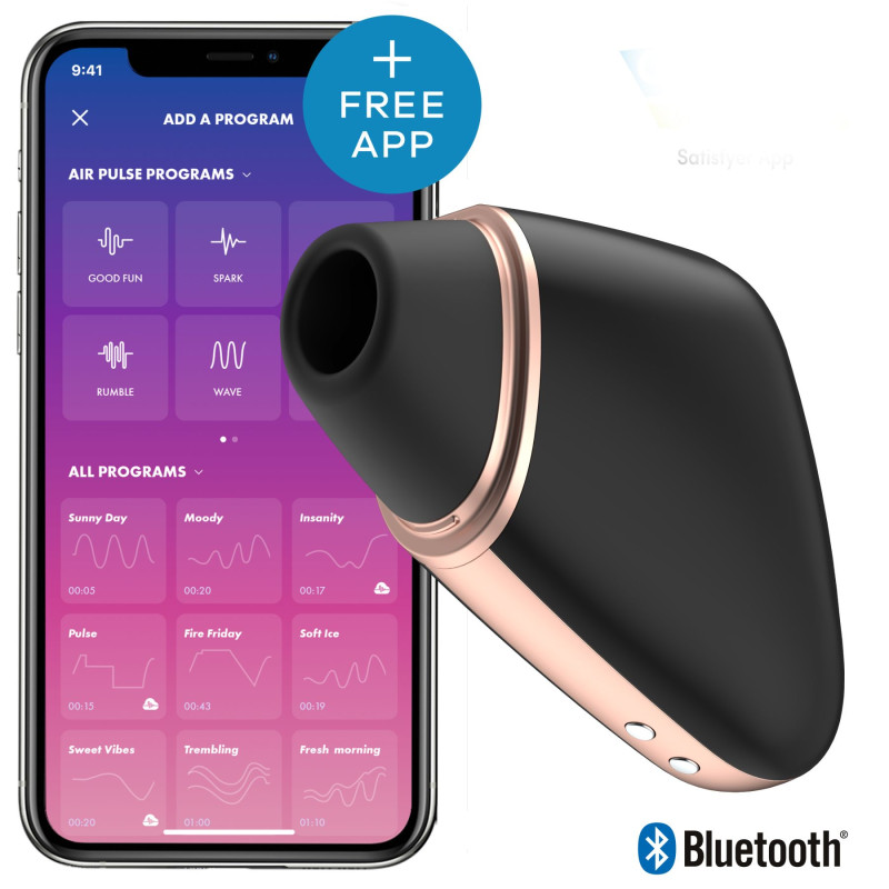 Вакуумний кліторальний стимулятор Satisfyer Love Triangle Чорний з керуванням через інтернет