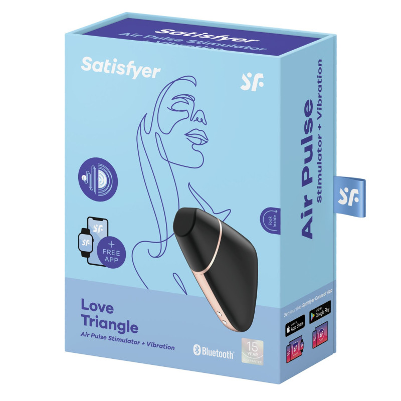 Вакуумний кліторальний стимулятор Satisfyer Love Triangle Чорний з керуванням через інтернет