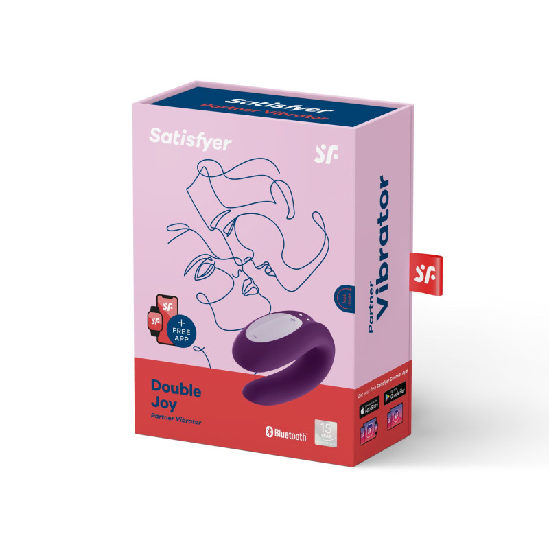 Смарт-вибратор для пар Satisfyer Double Joy Фиолетовый с широким клиторальным стимулятором
