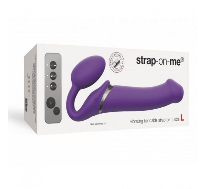 Безремневий страпон із вібрацією Strap-On-Me Vibrating Фіолетовий L