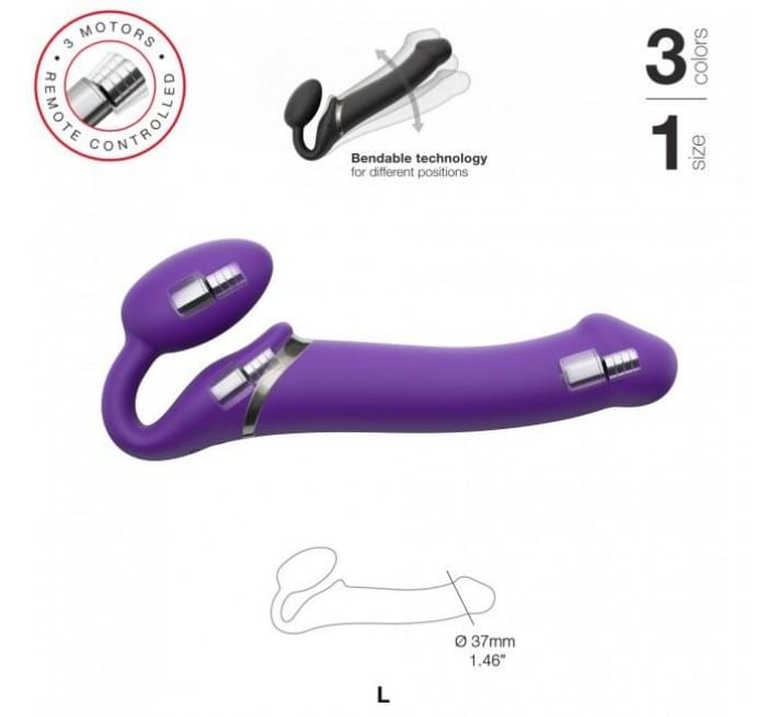 Безремневий страпон із вібрацією Strap-On-Me Vibrating Фіолетовий L