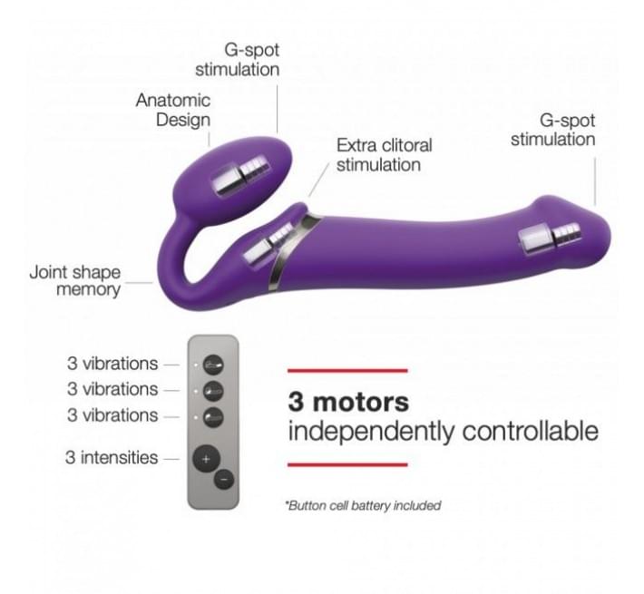 Безремневий страпон з вібрацією Strap-On-Me Vibrating Фіолетовий XL