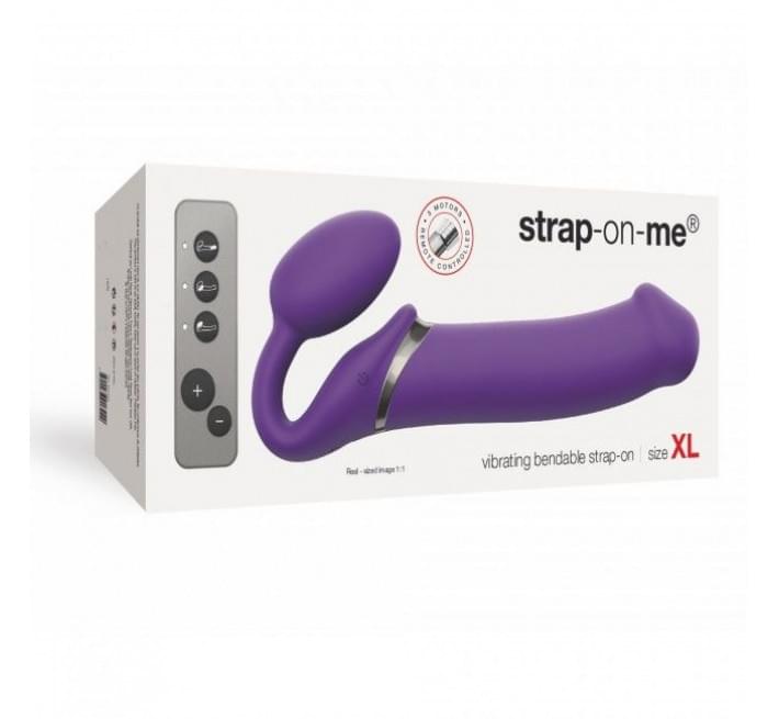 Безремневий страпон з вібрацією Strap-On-Me Vibrating Фіолетовий XL