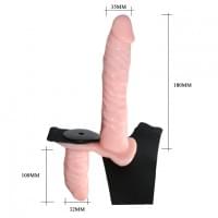 Женский страпон LyBaile Ultra Passionate Harness Doble Heads Flesh Vibrating Телесный