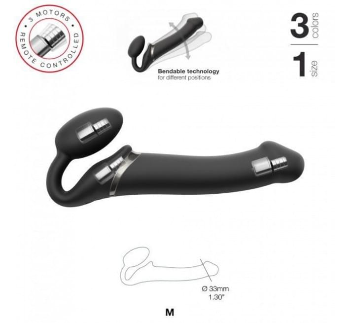 Безремневий страпон із вібрацією Strap-On-Me Vibrating Чорний M