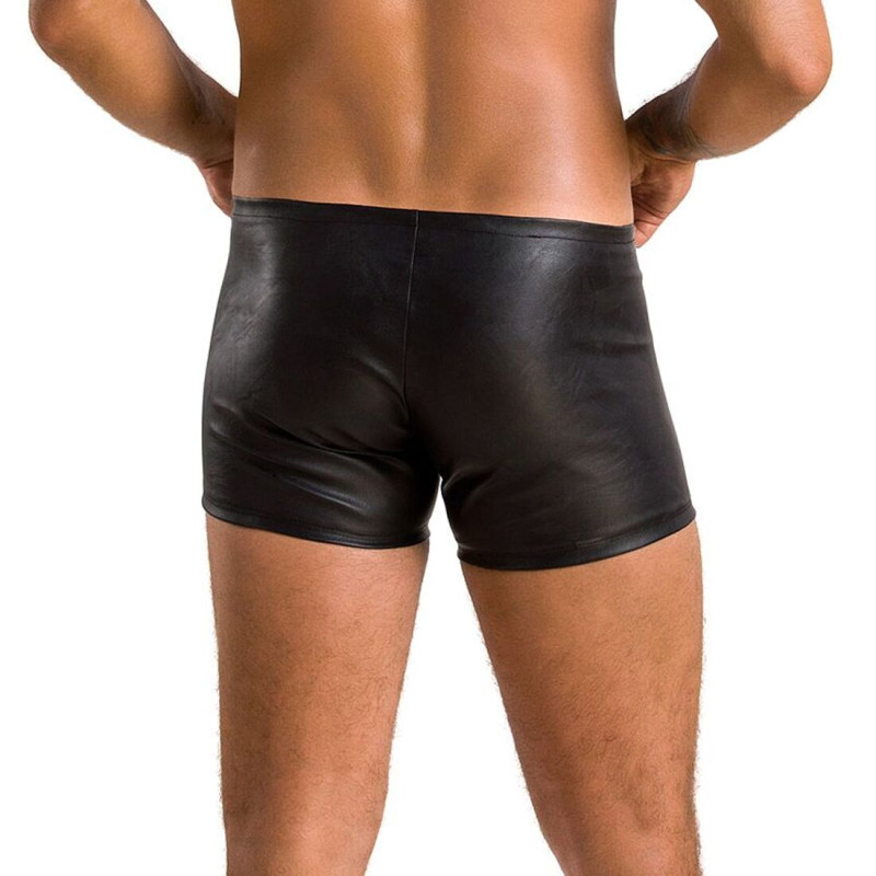 Мужские кожаные боксеры с молниями Passion 049 Short Matt Black S/M