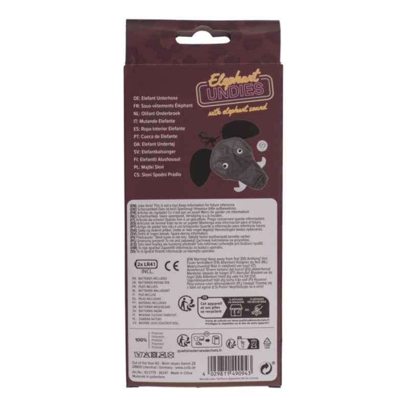 Мужские стринги Слон со звуком OOTB Elephant undies with elephant sound, black - one size