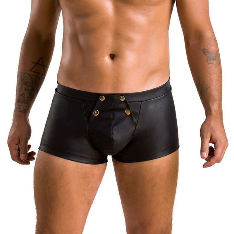 Чоловічі шкіряні боксери з клапаном Passion 050 Short Patrick Black L/XL