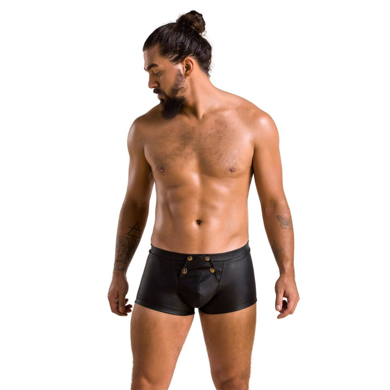 Чоловічі шкіряні боксери з клапаном Passion 050 Short Patrick Black L/XL